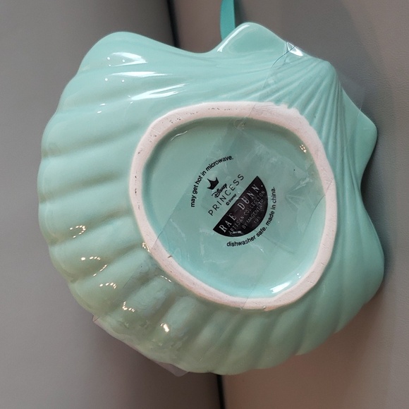 Rae Dunn “Little Mermaid" Mug with a bluish green shell shaped saucer NWT - Picture 5 of 8